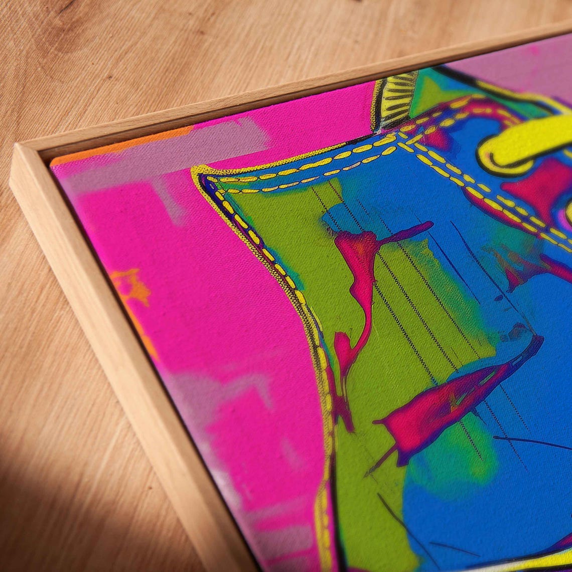 Neon Pop Art High Top Sneaker In Bright Pink Blue And Yellow Poster - Image 2