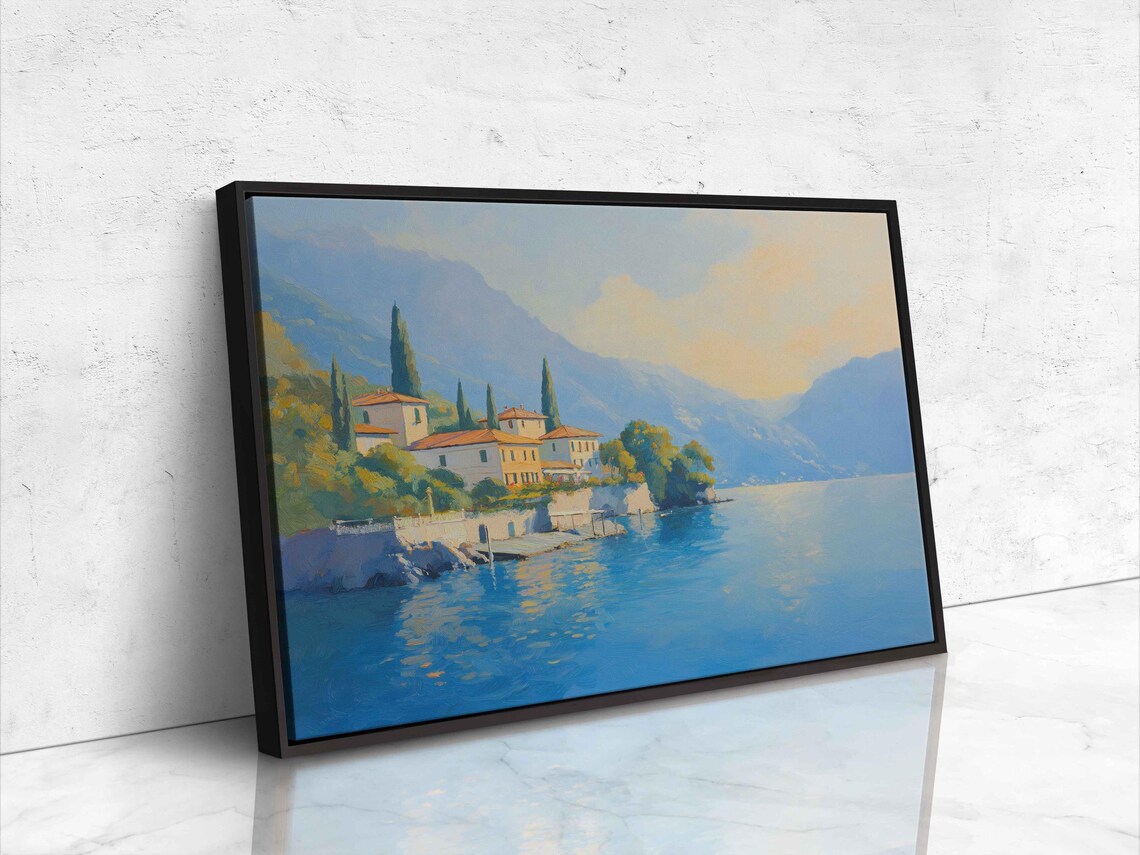 Lake Como Travel Poster, Charming Villas Sunset - Image 4