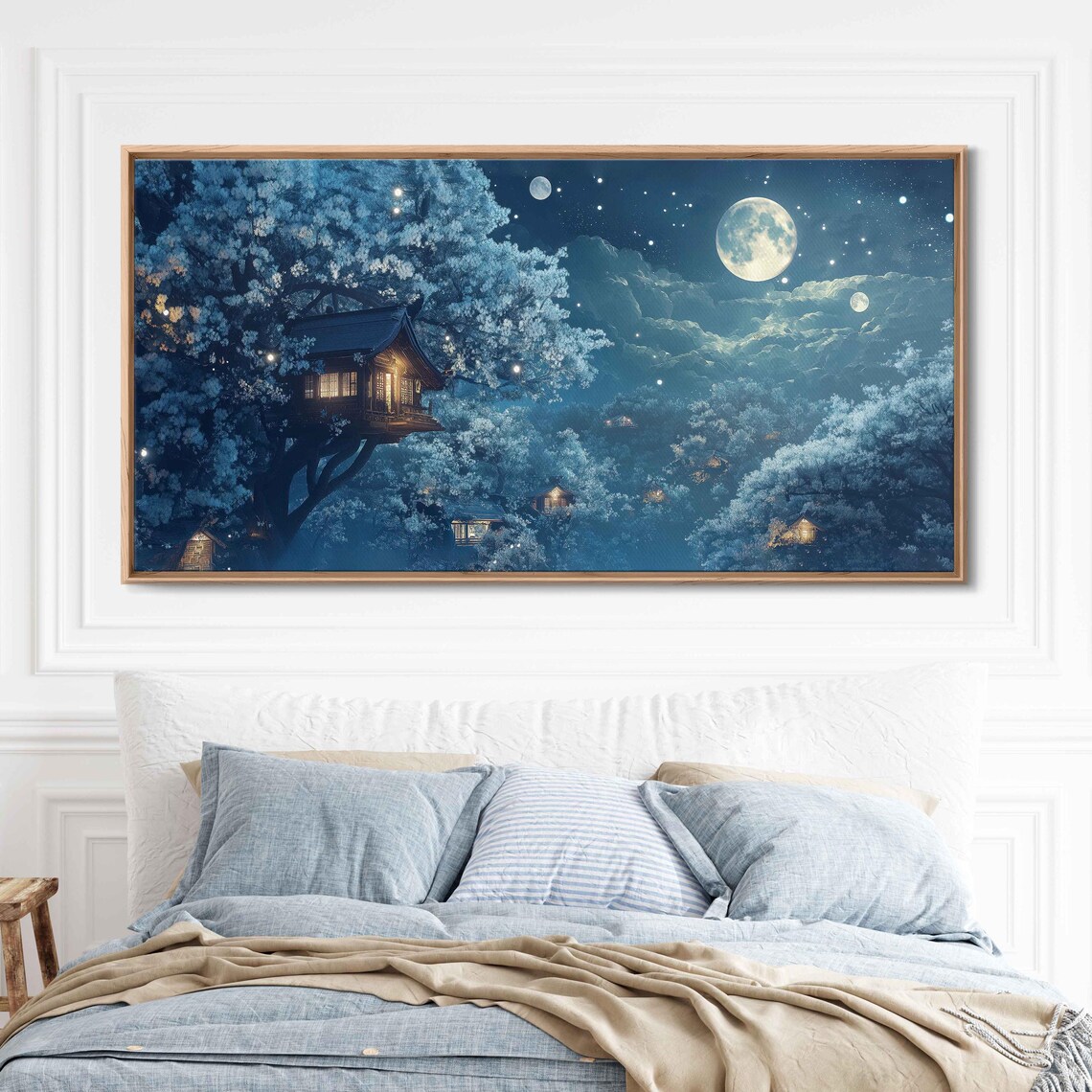 Surreal Treehouses Among Luminous Flora, Art Print
