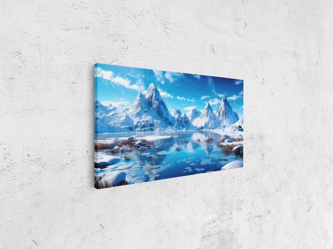 Snow Capped Mountain Peaks Mirror Lake Winter Wonderland Travel Poster - Image 4