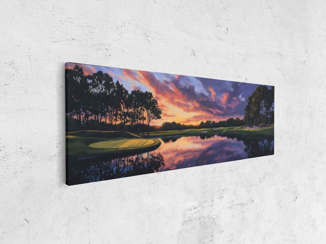 Bay Hill Club Landscape, Vibrant Sunset Reflection - Image 4