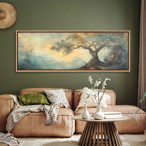 Tree Of Life Wall Art Print Enchanting Nature Scene Earthy Pastels Textured Design