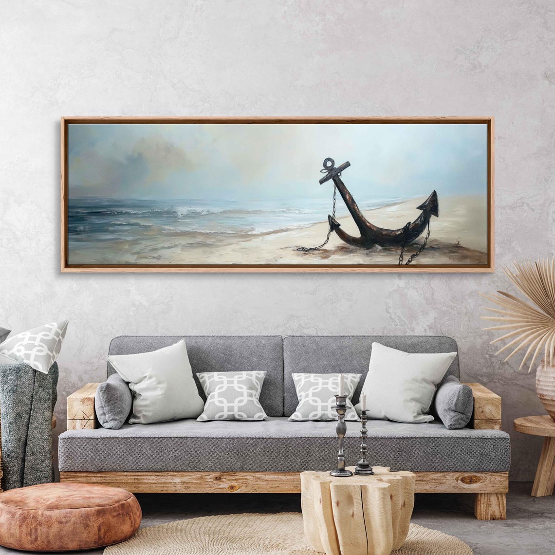 Rusted Anchor With Chain On Misty Beach Shoreline Nautical Poster - Image 3