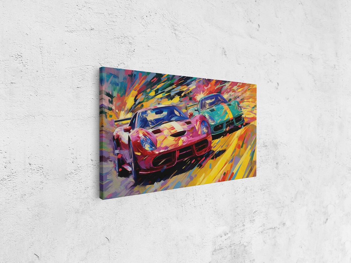 Abstract Racecars Palette Knife Painting Art Print - Image 4