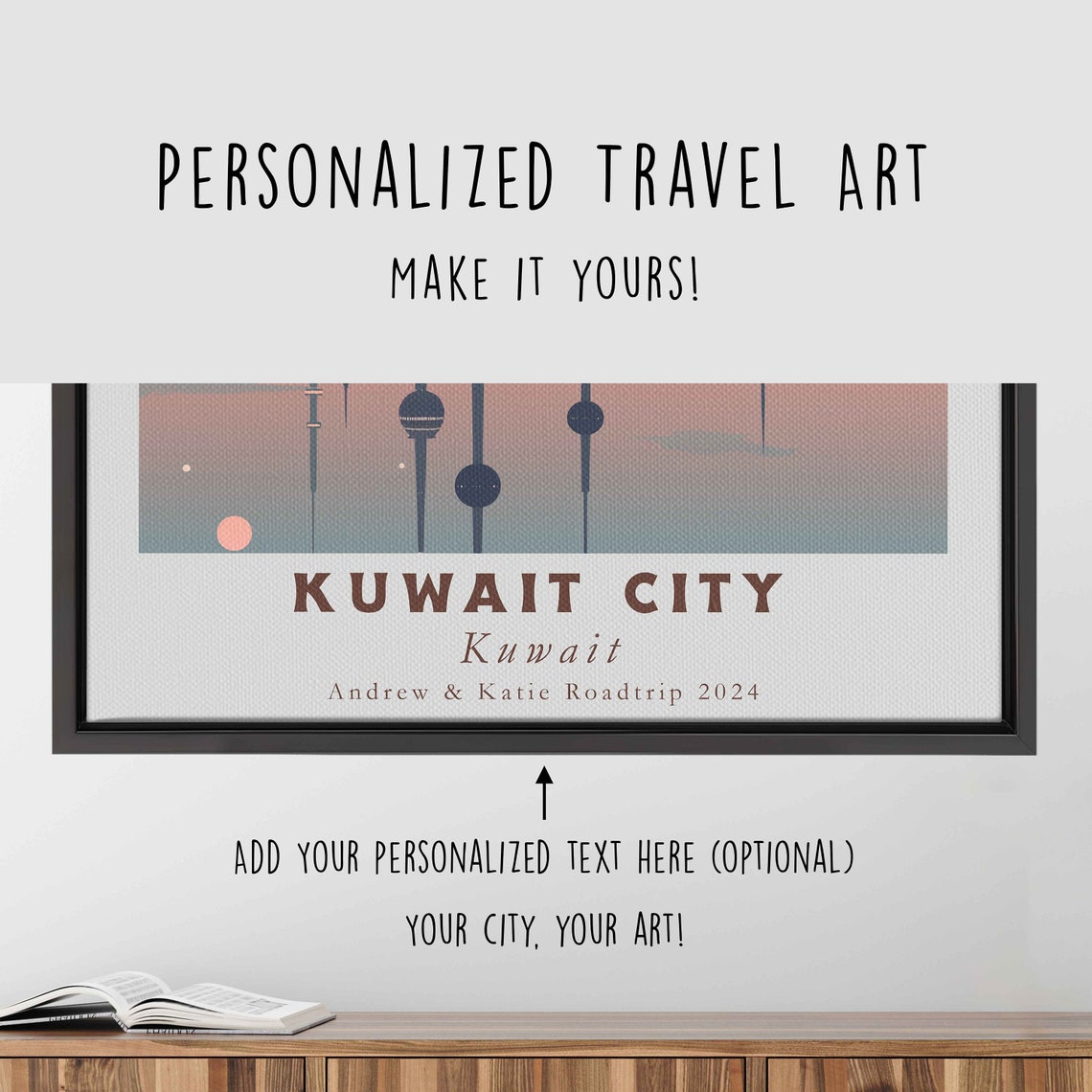 Kuwait City Kuwait Towers Sunset Water Reflection Art Poster - Image 4