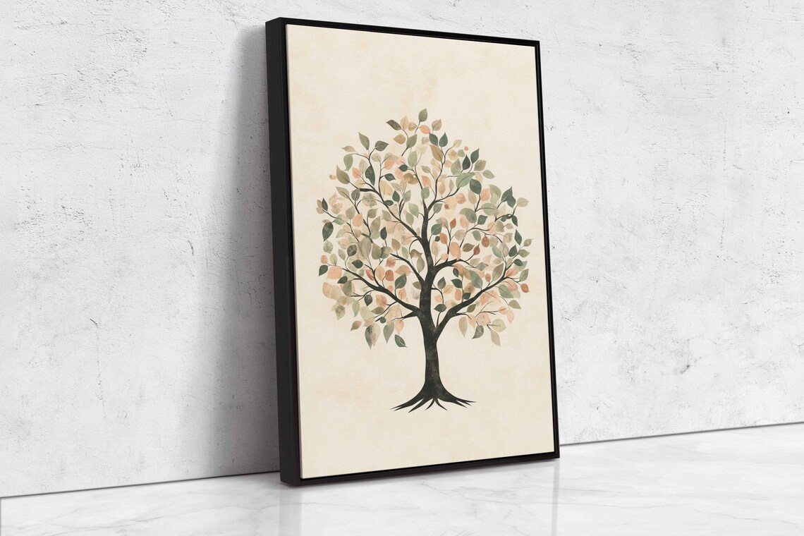Enchanting Tree Of Life Wall Art Print Vintage Design Earth Toned Pastels - Image 4