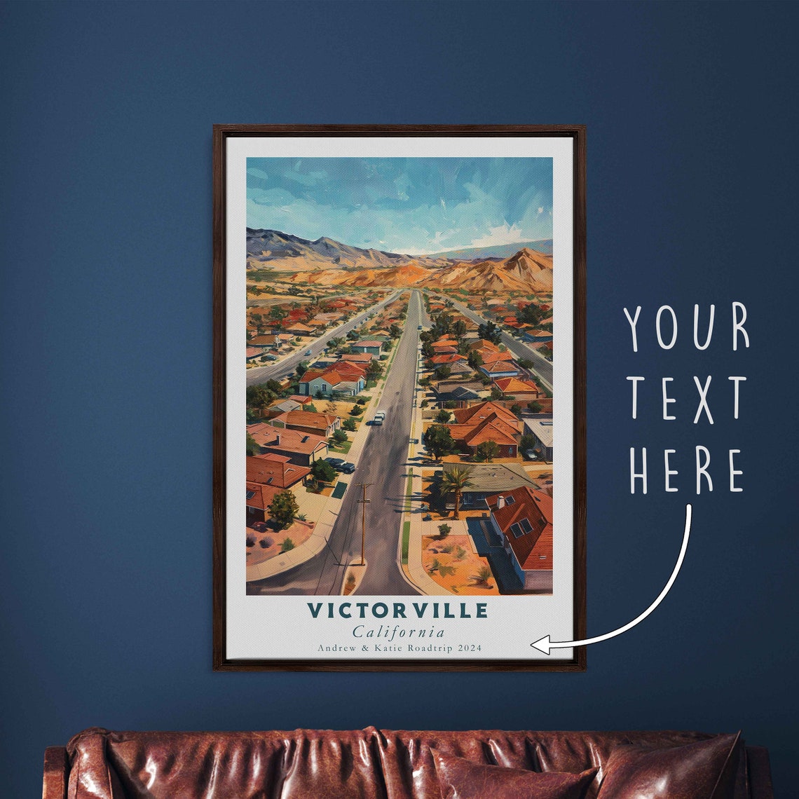 Victorville California Acrylic Painting Travel Art Framed Wall Art Framed Fine Art Poster Paper Print Travel Home Decor - Image 3