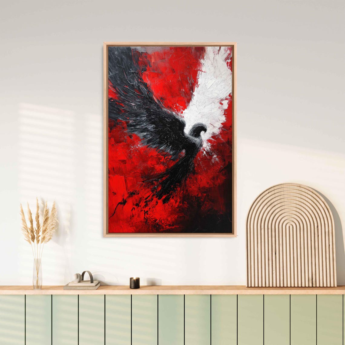 Majestic Angel In Mid Flight Wall Art Print Bold Acrylic Painting - Image 3