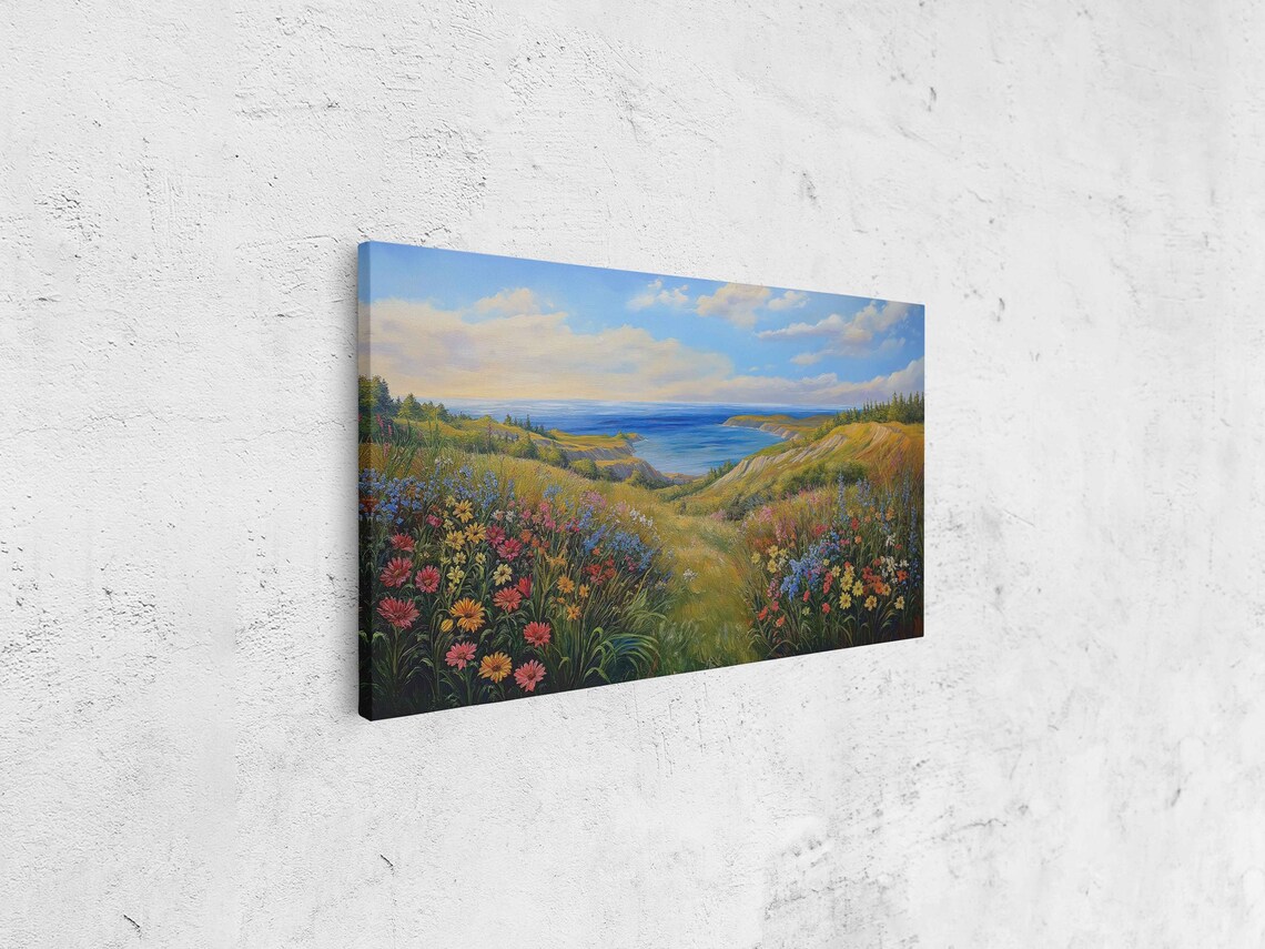 Whistling Straits Landscape, Wildflowers Lake Backdrop - Image 4