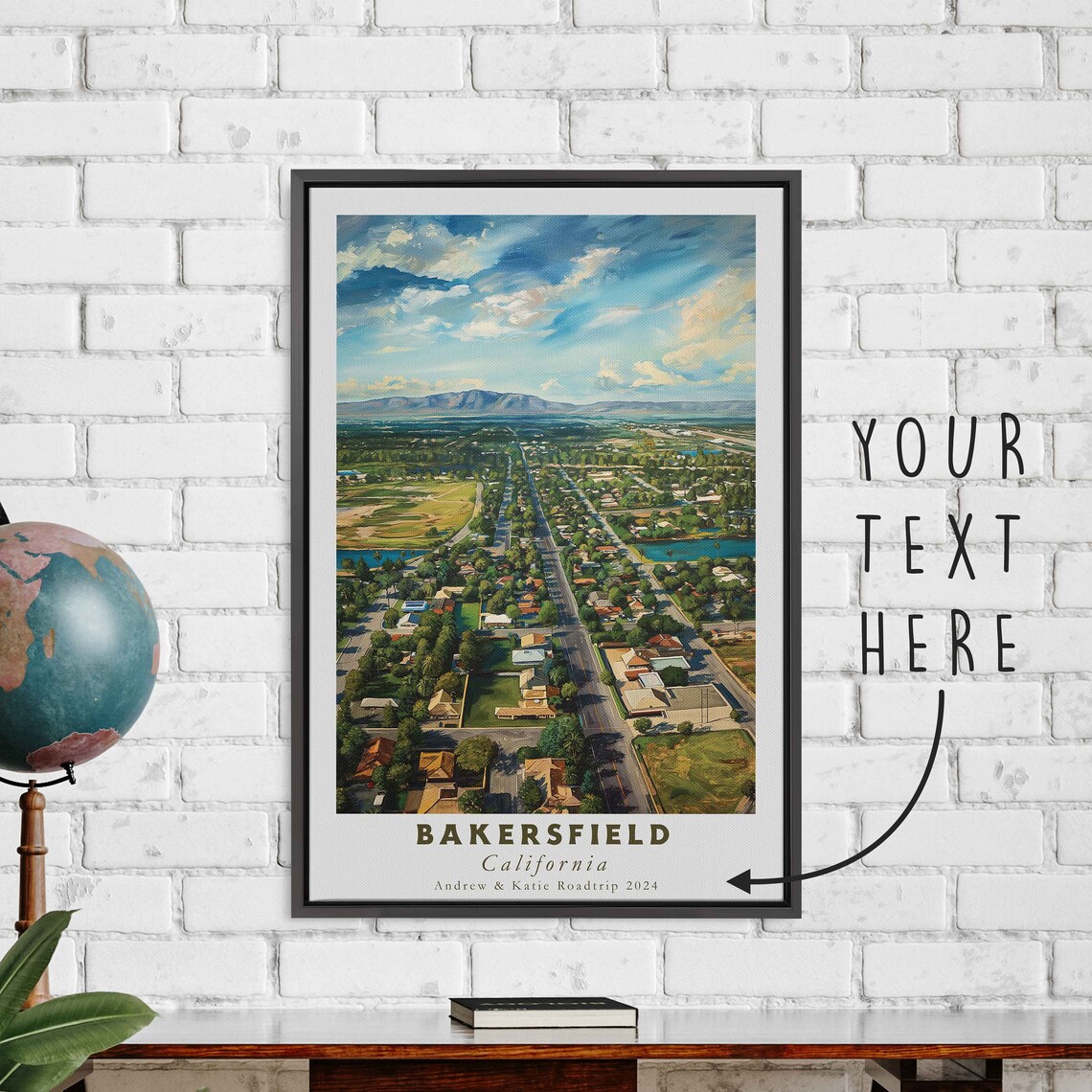 Bakersfield California Aerial Suburban Streets Mountain View Poster - Image 3