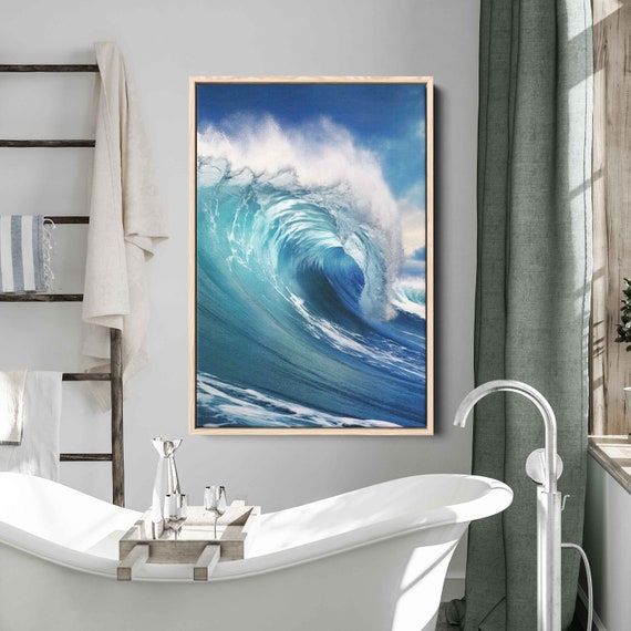 Big Ocean Wave Hdr Photo Ocean Waves Art Framed Print Ready To Hang Gift For Surfer Gift For Ocean Lover