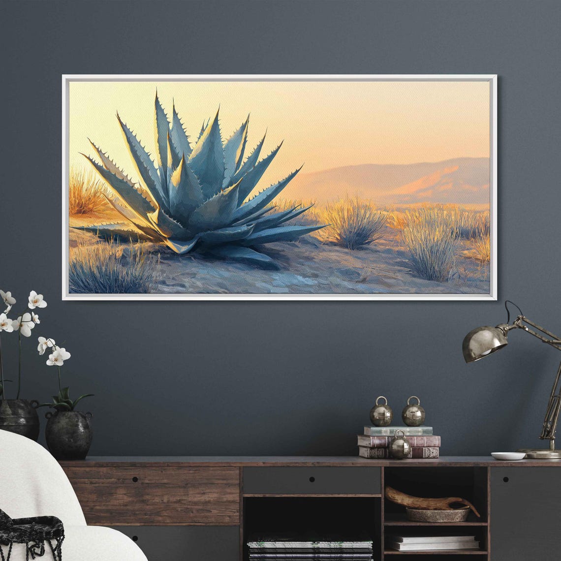 Agave Plant at Sunrise Soft Gold Desert Morning Light Poster - Image 3