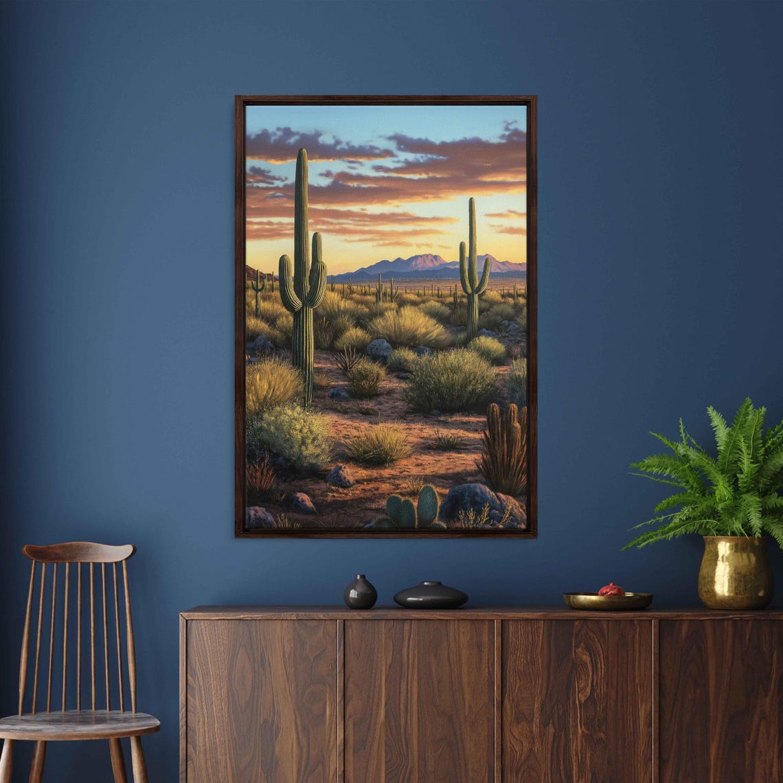Arizona Desert Dawn Saguaro Cacti Pastel Sky Serene Morning Poster
