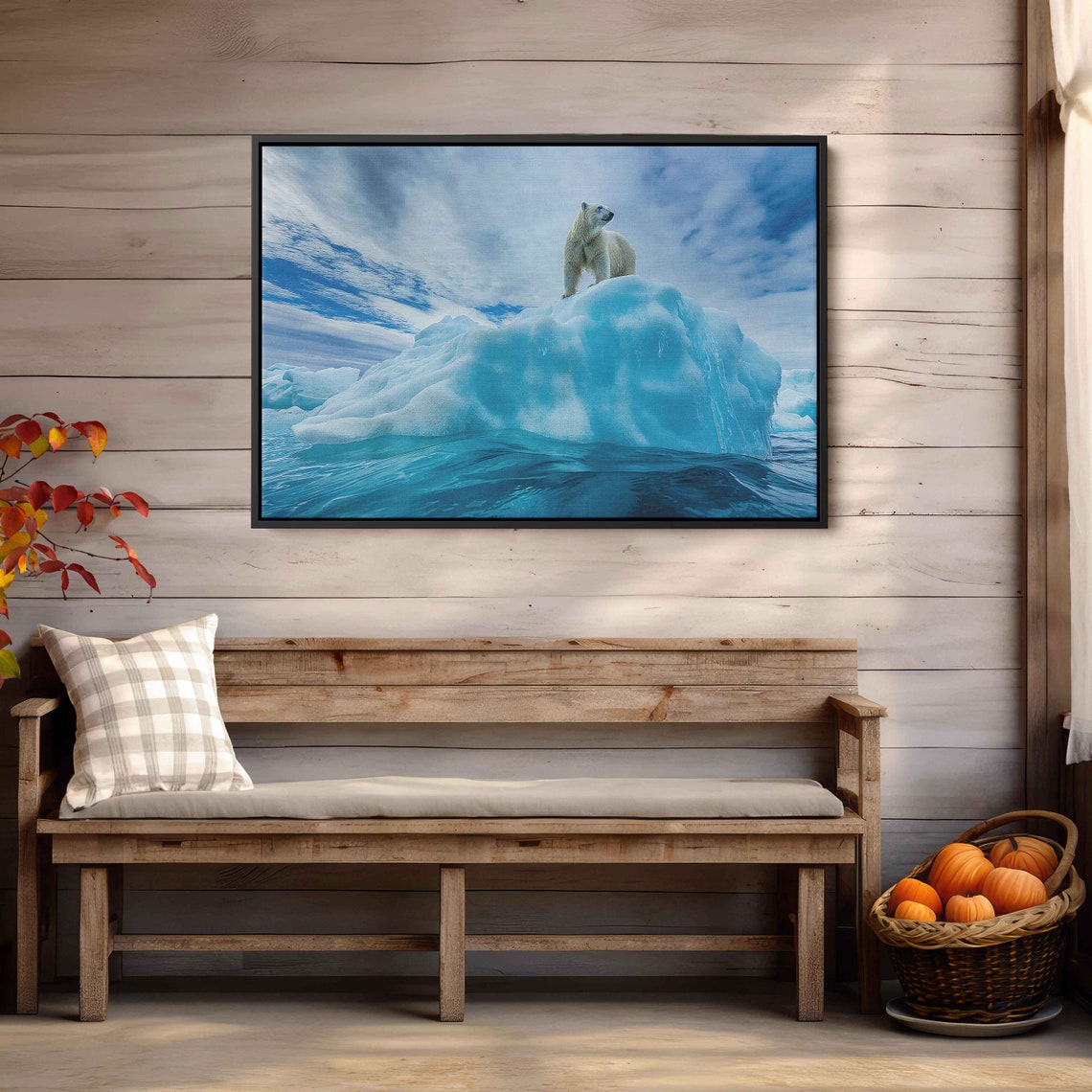 Polar Bear Standing On Blue Iceberg Arctic Ocean Photo Poster - Image 4