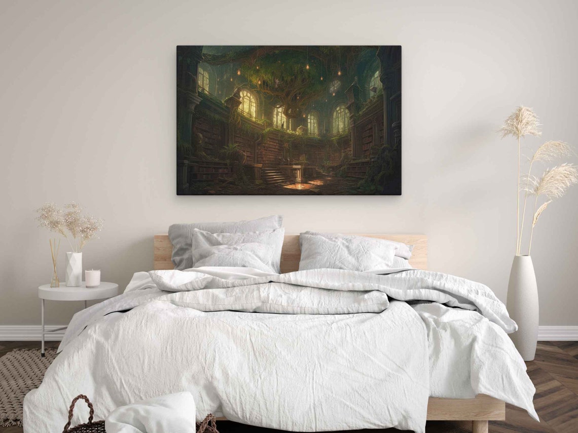 Enchanted Treehouse Library Magical Grand Hall Fantasy Art Poster - Image 3