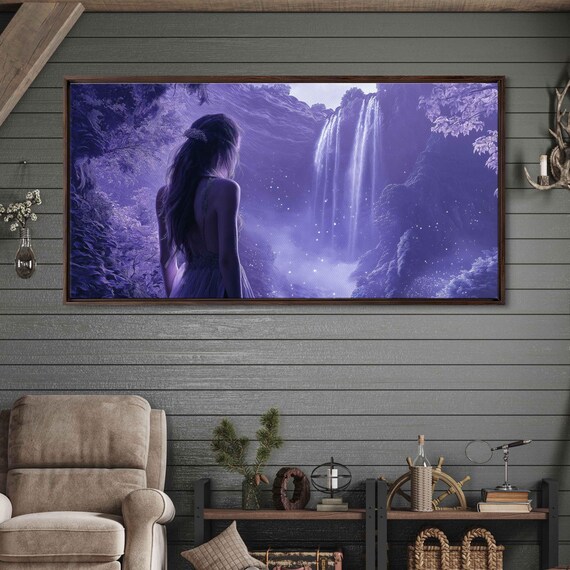 Crystalline Waterfalls, Enchanted Canyon Twilight Art Print