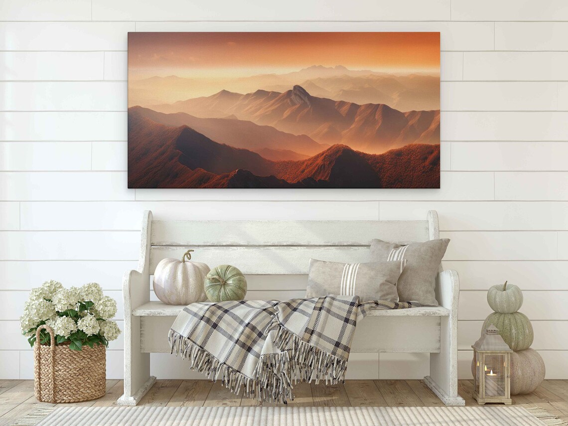 Panoramic Landscape Minimalist Mountains Print On Ready To Hang - Image 4