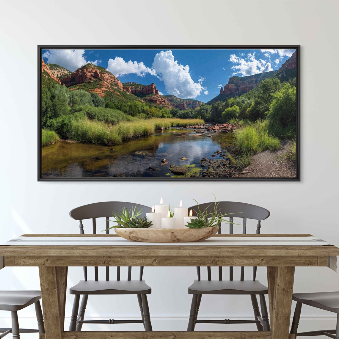 Sedona Red Rocks Reflected In Calm Creek Water Mirror Poster