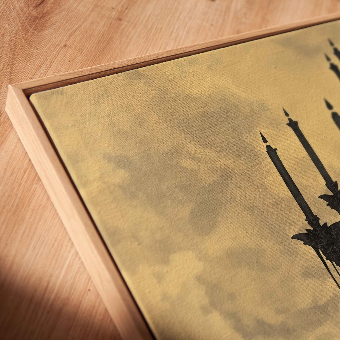 Gothic Chandelier Black Silhouette Antique Gold Vintage Halloween Poster - Image 2