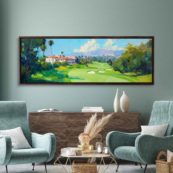 Riviera Country Club Golf Course Acrylic Wall Art Print Lush Fairways Gift For Golfer Golfing Green Palm Trees Ready To Hang