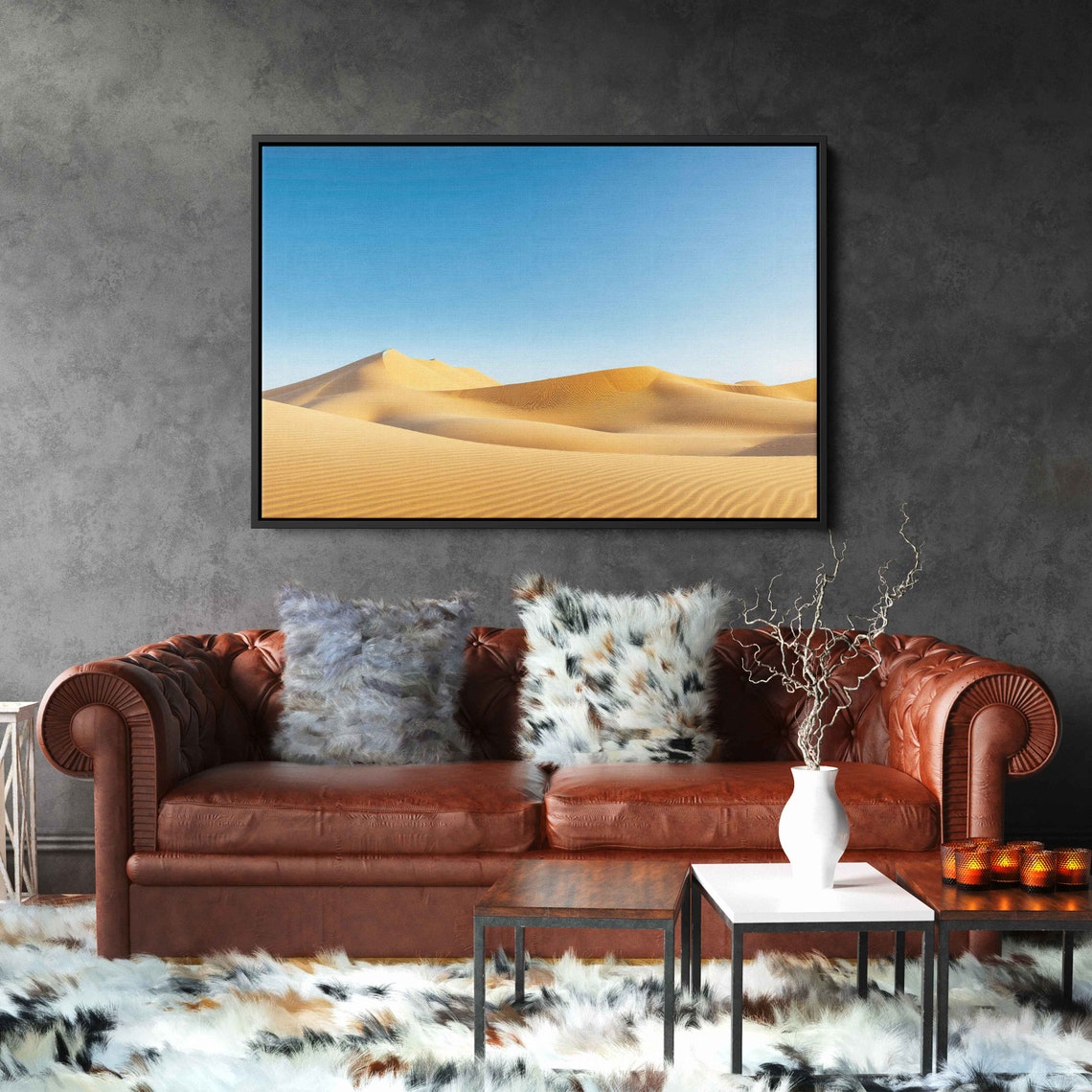 Golden Desert Sand Dunes Under Clear Blue Sky Minimalist Poster - Image 3
