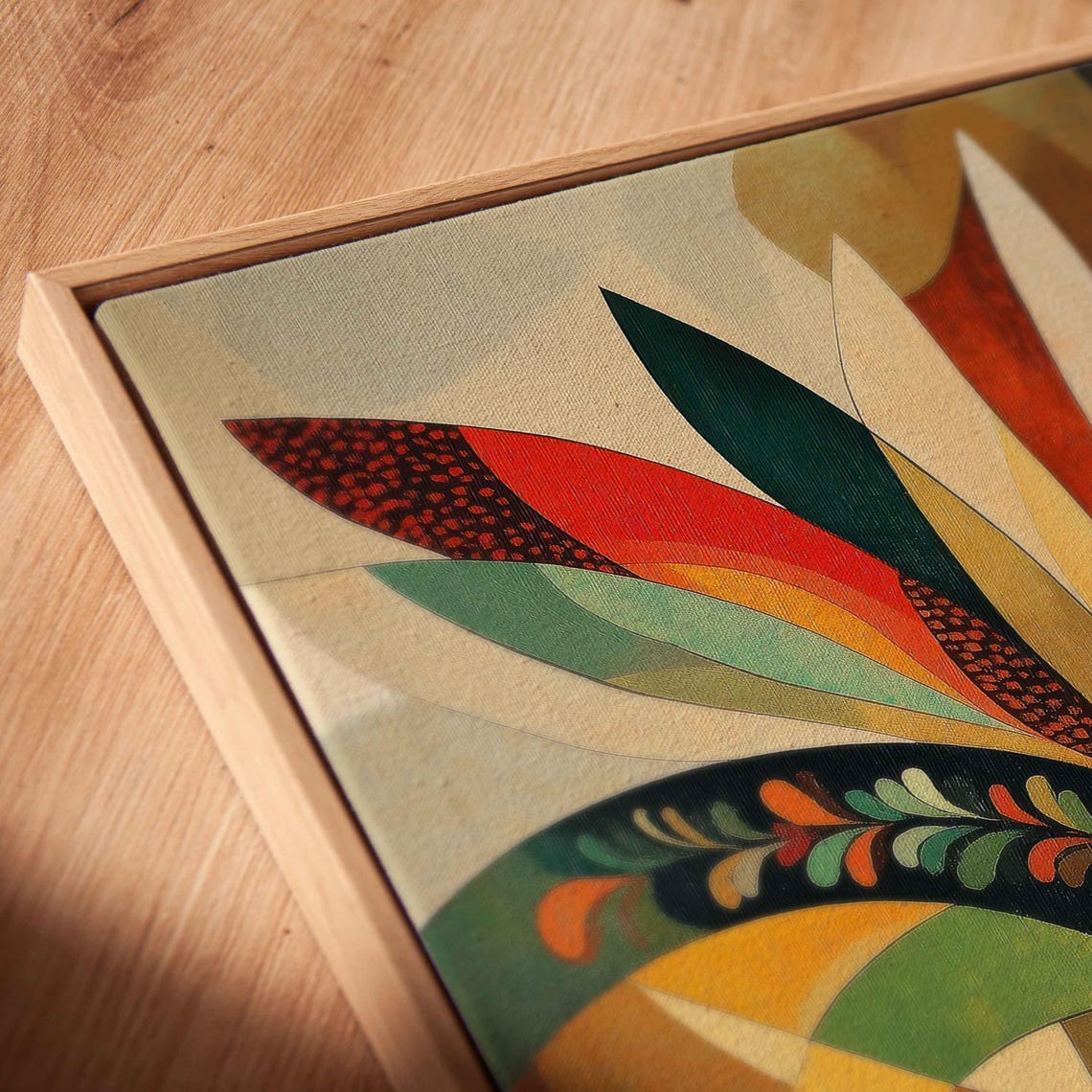 Cubist Geometric Peacock Stylized Colorful Feathers Art Poster - Image 2
