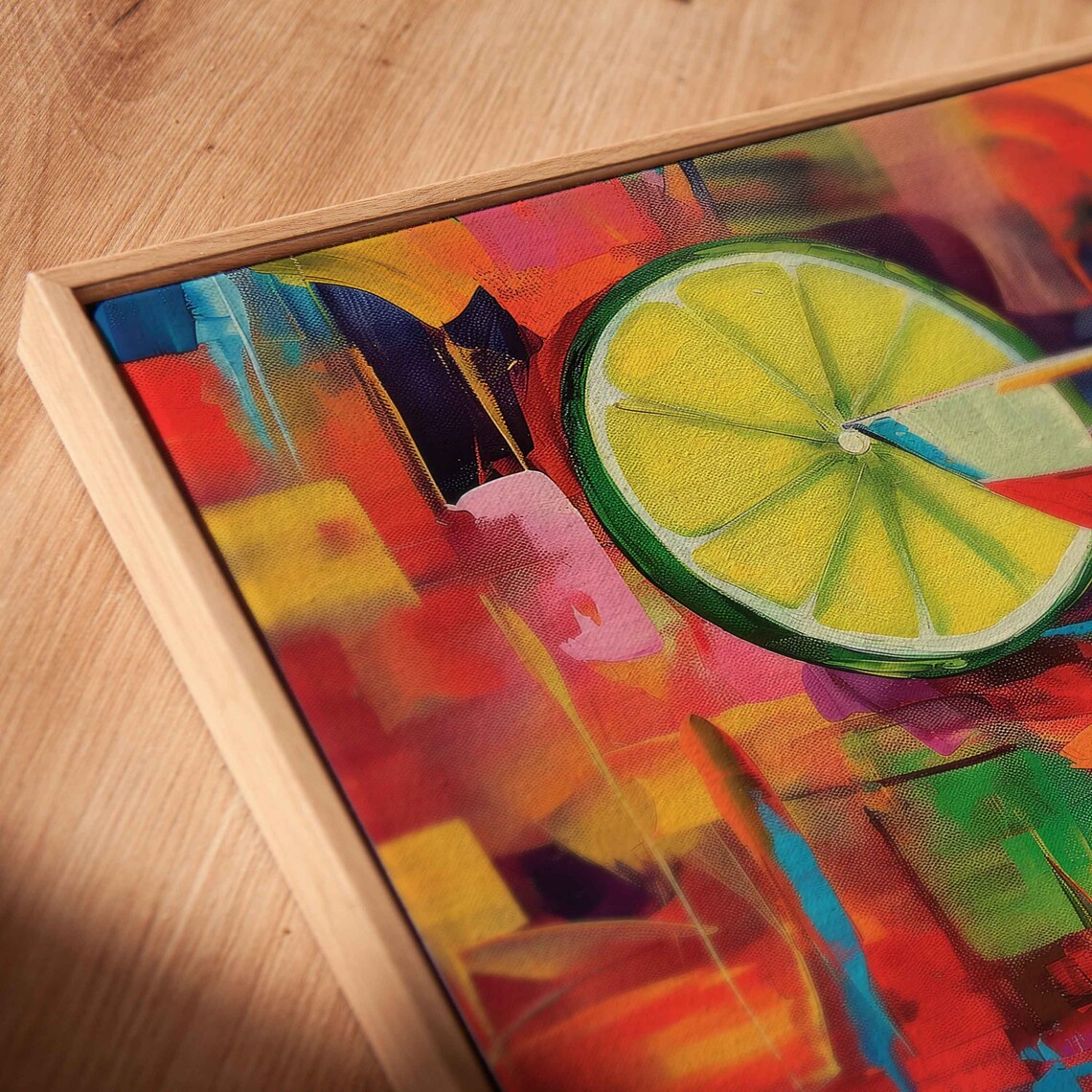 Red Cocktail Martini Glass Lime Slice Colorful Abstract Bar Painting Poster - Image 2