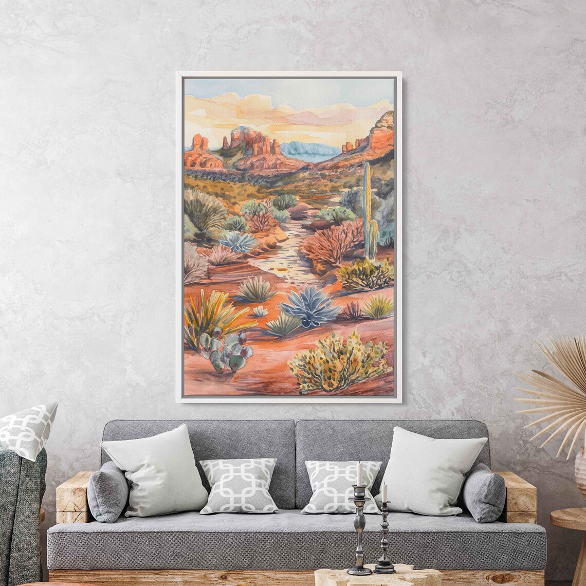 Sedona Arizona Red Rock Desert Cactus Watercolor Landscape Art Poster - Image 4