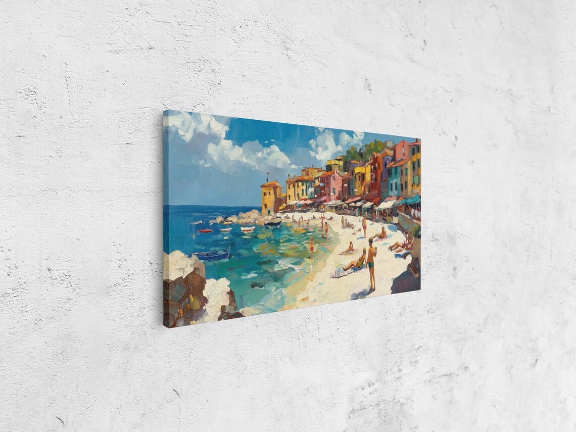 Mediterranean Seaside Town Colorful Buildings Sunny Beach Travel Poster - Image 4