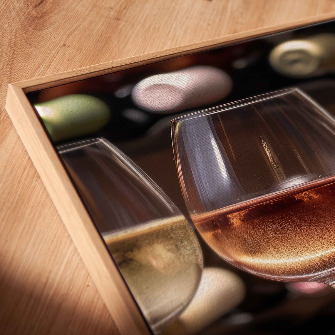 Wine Glasses Lineup Bottles Shelf Behind Panoramic Bar Photography Poster - Image 2