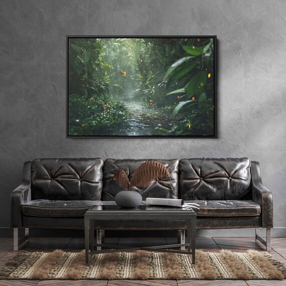 Sunlit Rainforest Gentle Raindrops Wall Art Print Ready To Hang