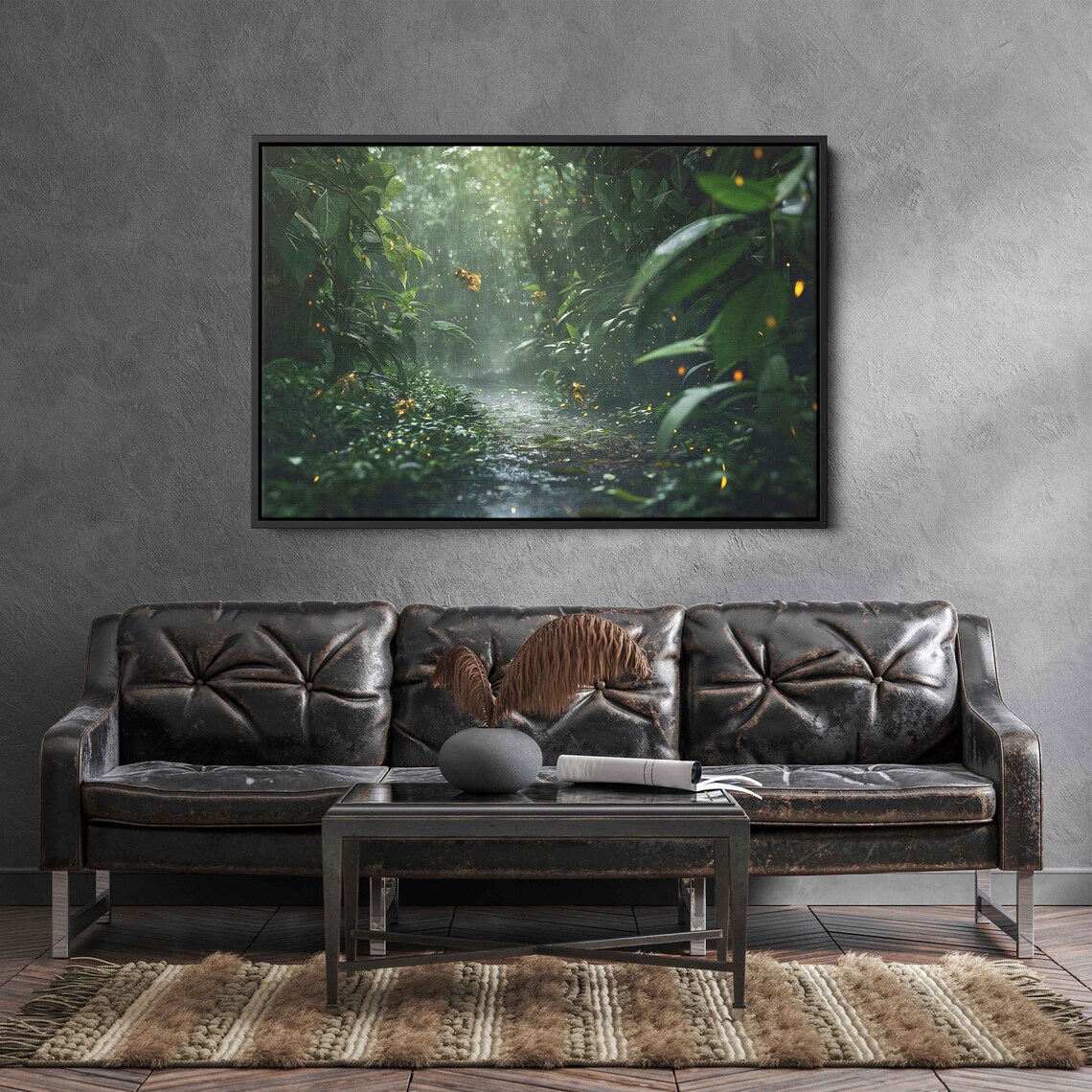 Sunlit Rainforest Gentle Raindrops Wall Art Print Ready To Hang