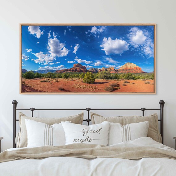 Sedona Arizona Red Rock Buttes Broad Landscape Wall Art Print Western Painting Canyon Gorge Ready To Hang