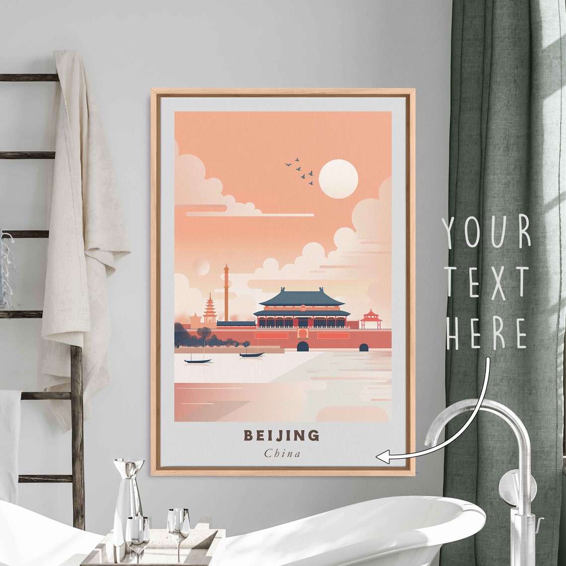 Beijing China Forbidden City Palace Sunset Minimalist Travel Poster