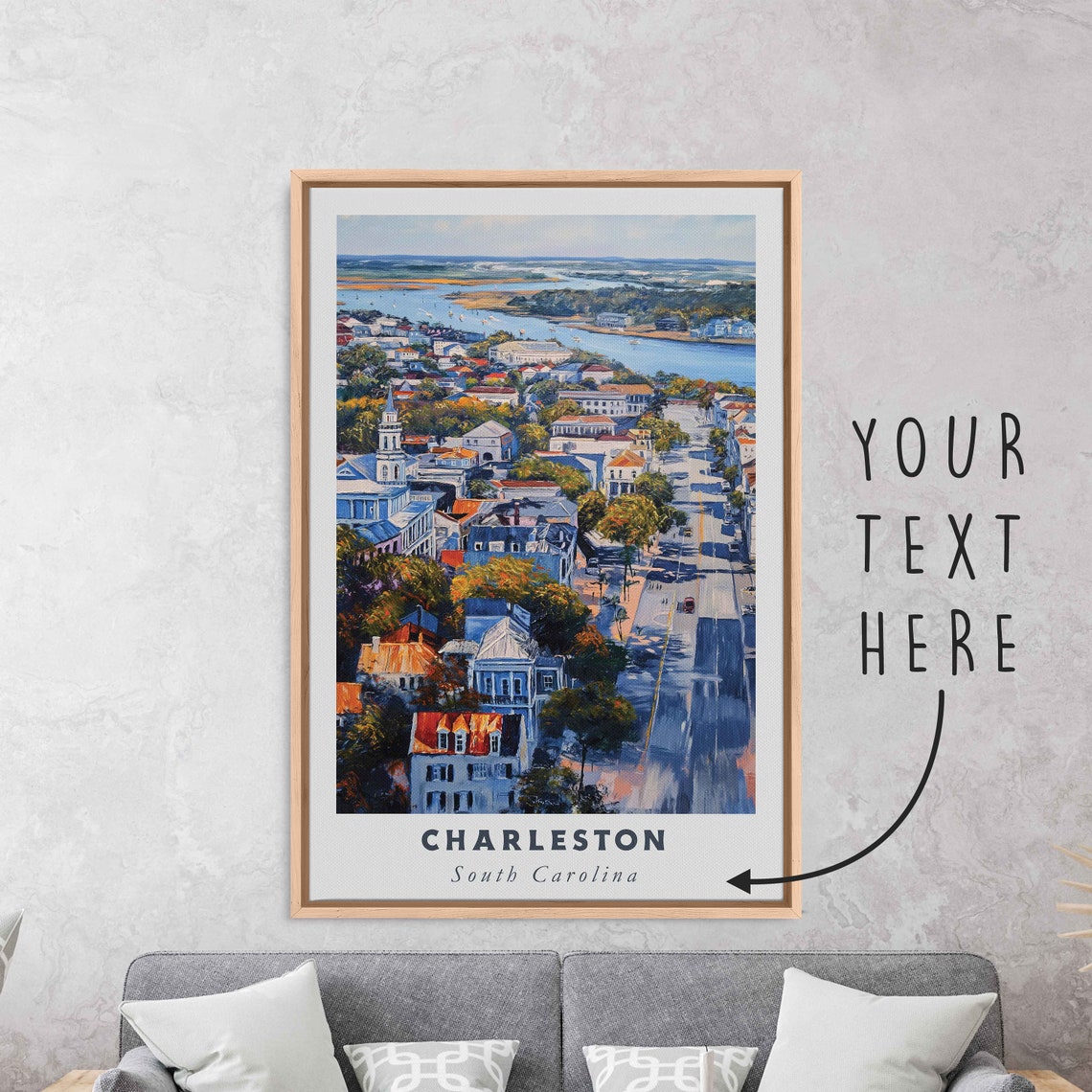 Charleston South Carolina Historic Old Town Harbor View Travel Poster