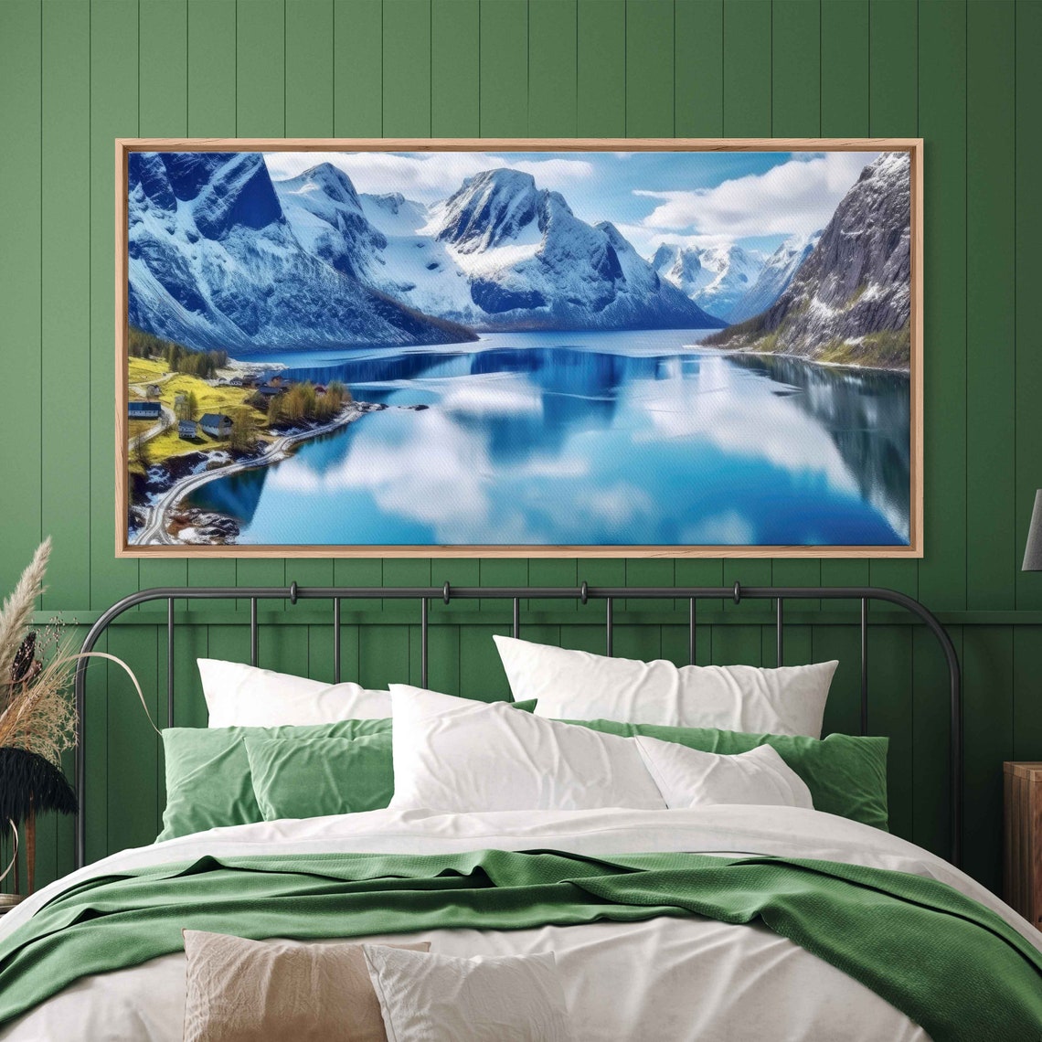 Snowy Mountain Peaks Alpine Lake Mirror Reflection Travel Poster - Image 2