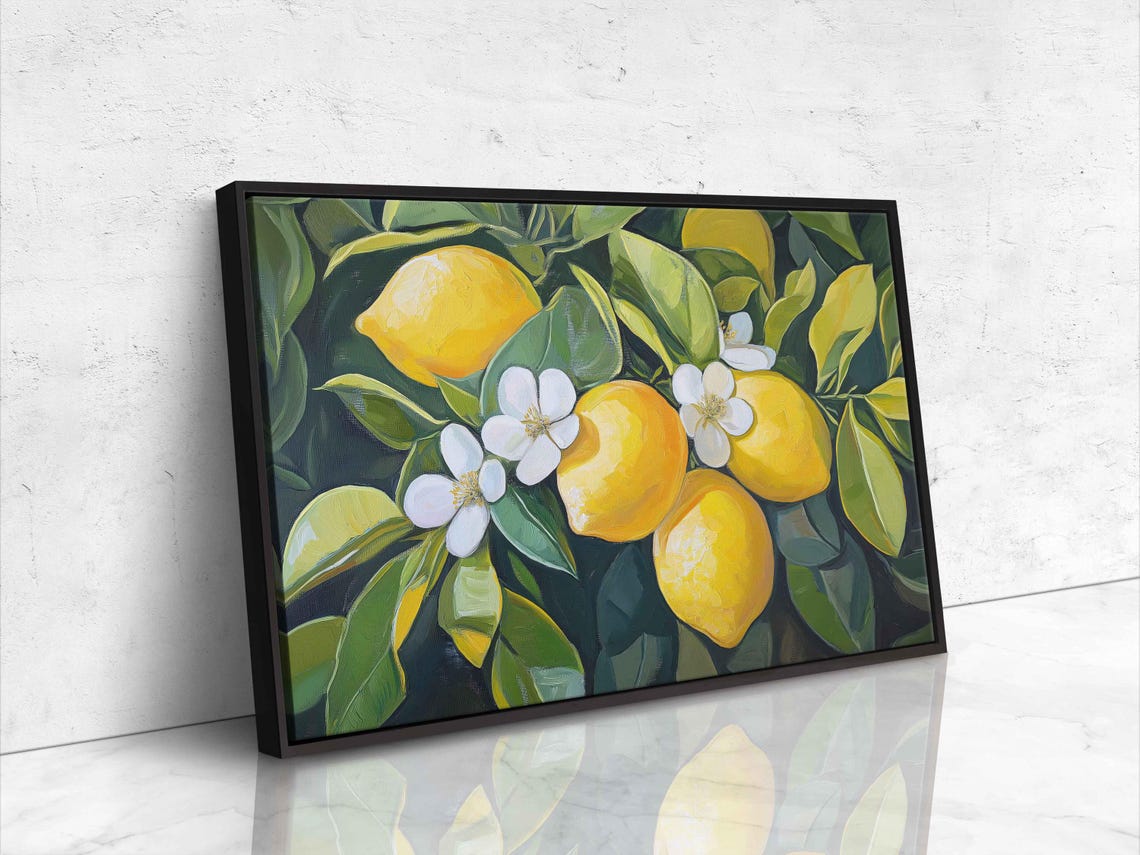 Abundant Lemons White Blossoms Lush Green Leaves Citrus Art Poster - Image 4
