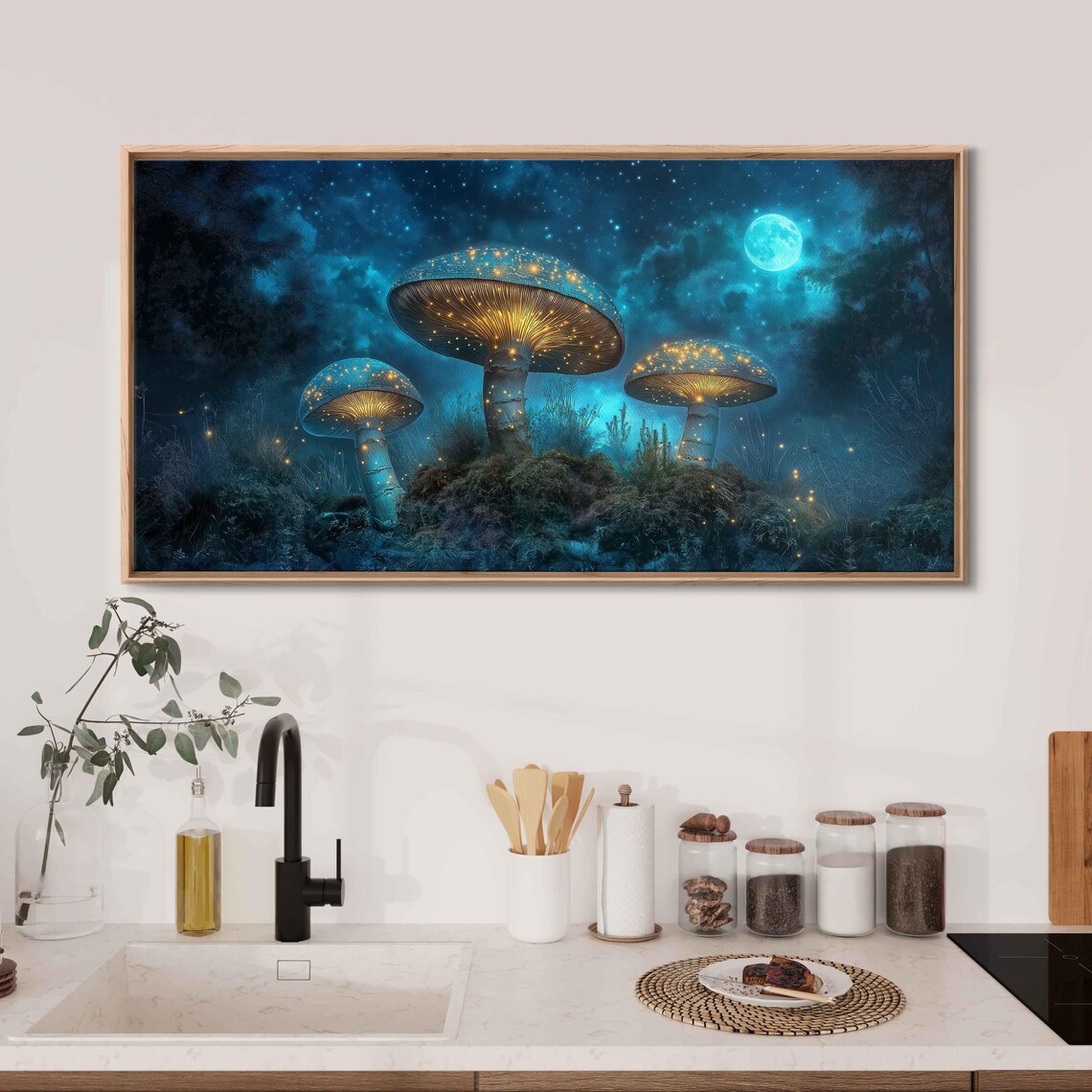 Bioluminescent Mushrooms, Mystical Forest Glade