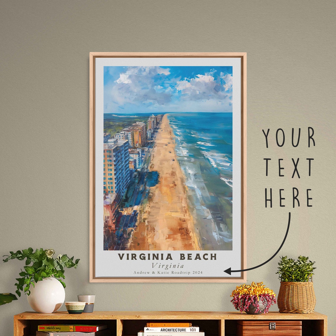 Virginia Beach Virginia Boardwalk Ocean Aerial Sunny Daytime Poster - Image 3