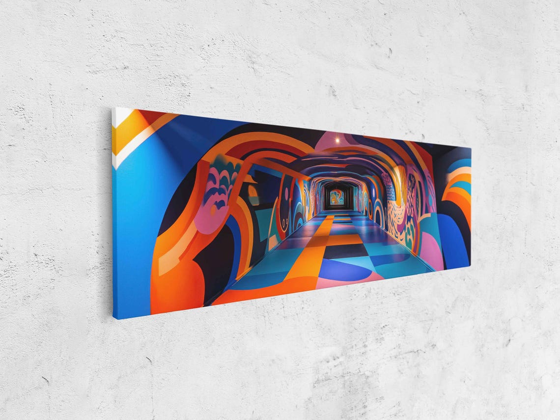 Underground Graffiti Tunnel Wall Art Print Colorful Street Art In Bold Geometric Patterns - Image 4
