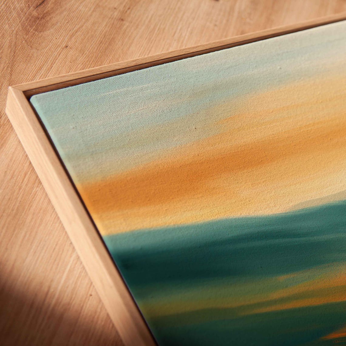 Abstract Sunset Landscape Swirling Teal Orange Modern Art Poster - Image 2