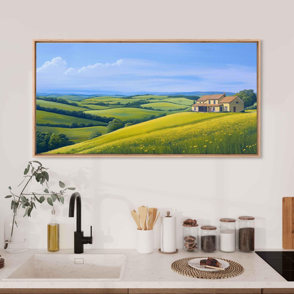 Acrylic Painting Of A Tea House Wall Art Print English Countryside Scene Relaxation - Image 3