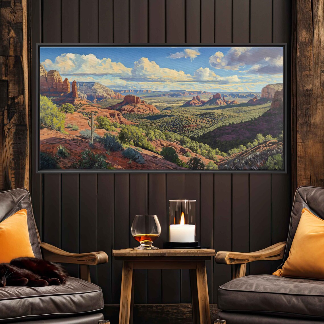 Sedona Arizona Red Rock Valley Cactus Desert Landscape Painting Poster - Image 2