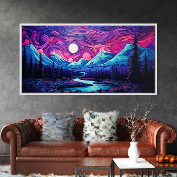Starry Night Van Gogh Inspired Impressionist Wall Art Print Peaceful Night Skyscape Vibrant Colors Ready To Hang