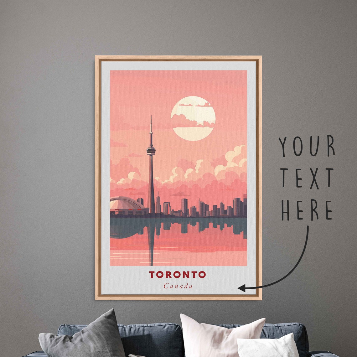 Toronto Canada CN Tower Lake Sunset Reflection Travel Poster