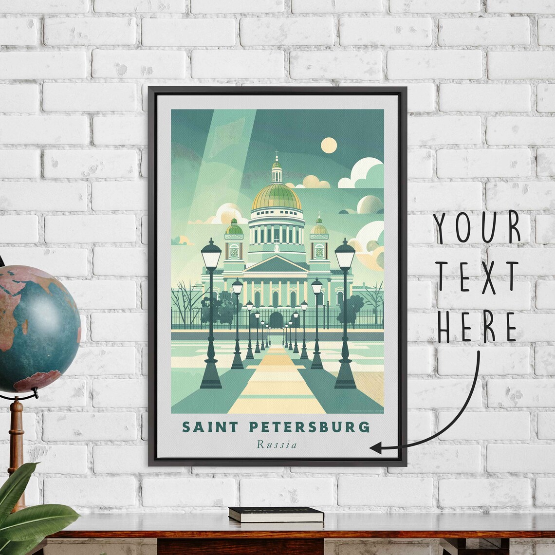 Saint Petersburg Russia Cathedral Golden Dome Avenue Travel Poster