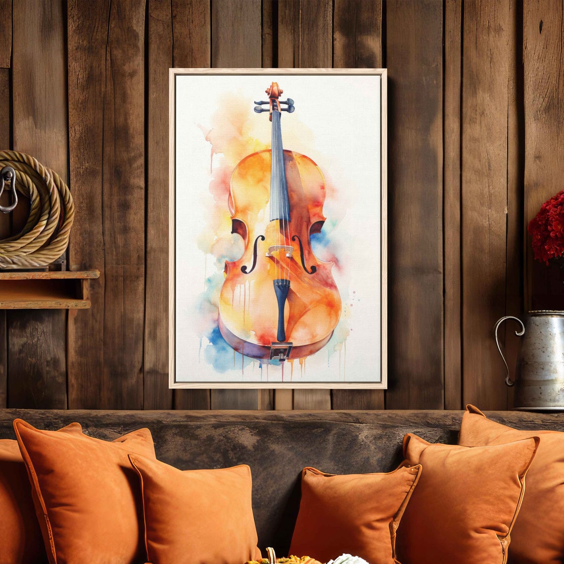 Watercolor Violin Painting Colorful Splash Music Instrument Wall Art - Image 3