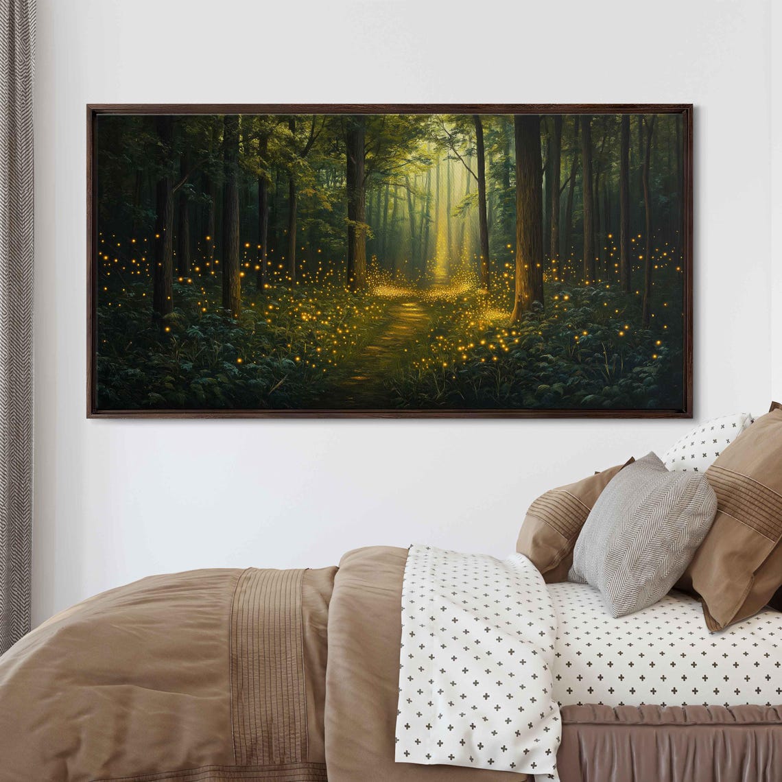 Golden Firefly Path Through A Sunlit Forest Panoramic Nature Poster - Image 3
