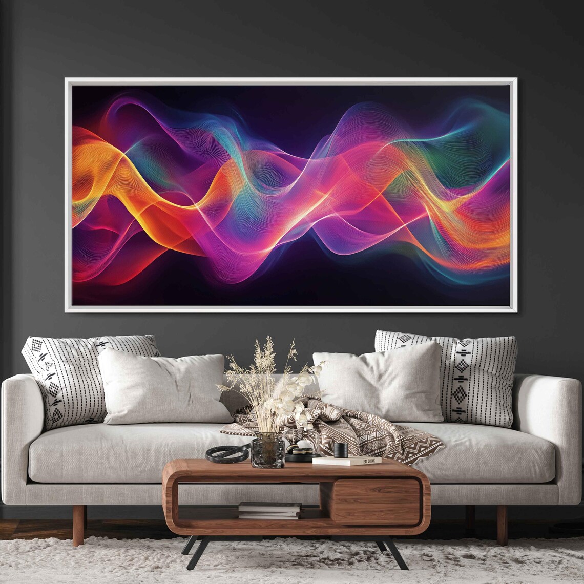Abstract Sound Waves, Colorful Flowing Lines