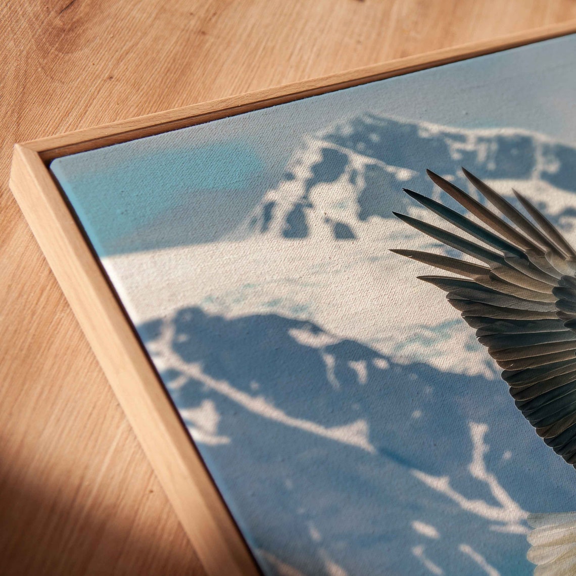 Majestic Bald Eagle Soaring Over Mountain Lake Snowy Peaks Wall Poster - Image 2